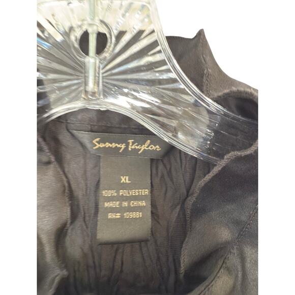 Sunny Taylor Blouse Black Vamp Goth Ruffle Collar Whimsigoth Long Sleeve Size XL - Picture 2 of 12